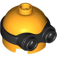 Lego Minifig Head Special, Minion, Low, Black 2-Eyed Goggles pattern / Bright Light Orange