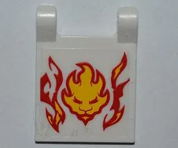 Flag 2 x 2 Square with Flat Edge with Flames and Lion Head Pattern (Sticker) - Set 9558