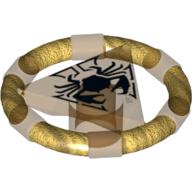 Lego Ring with Centre Triangle with Gold Bands and Crab Print [Atlantis Key] / Trans-Orange