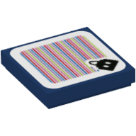 Lego Tile 2 x 2 with Bob-omb and Barcode Print (Sticker) / Dark Blue