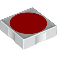 Duplo Tile 2 x 2 with Shape Red Disc Print / White