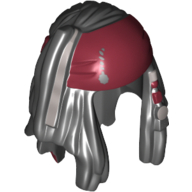 Lego Hair Dreadlocks with Beads and Dark Red Bandana Print / Black