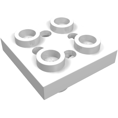 Lego Plate Special 2 x 2 with Pin on Bottom, Small Holes in Plate and Rotational Locking Fingers on Underside / White