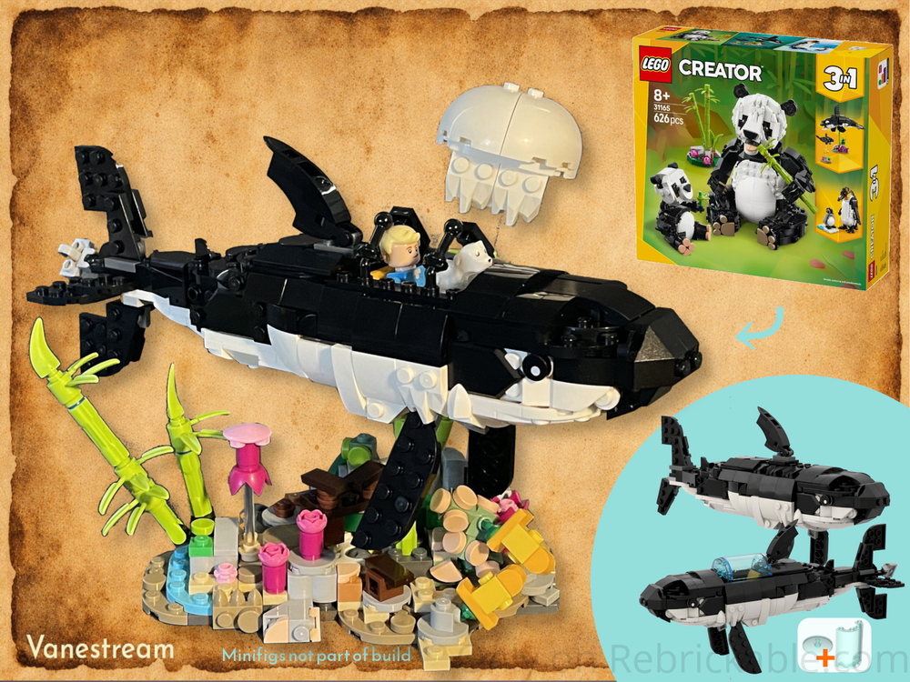 Lego Tintin's Shark Submarine - Shark Diorama - 2 in 1