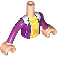 Lego Minidoll Torso Girl with Magenta Jacket, Fur Collar, Bright Light Yellow Sweater, Light Nougat Arms and Hands / Light Nougat
