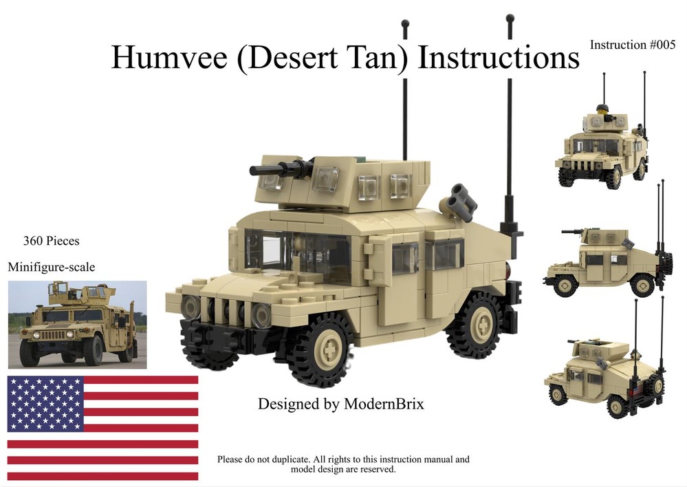 Lego Humvee Desert Tan Custom Military Building Instructions