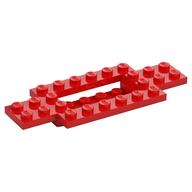 Lego Vehicle Base 4 x 10 x 2/3 with 4 x 2 Recessed Center with Smooth Underside / Red