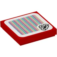 Tile 2 x 2 with Grabbing Ghost and Barcode Print (Sticker) / Red