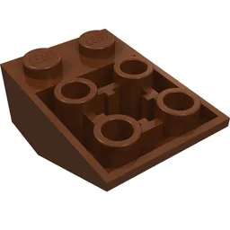 Brick Sloped Inverted 33° 3 x 2, Connections between Studs, Ovoid Bottom Pin / Reddish Brown