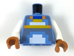 Torso Orange, Blue, Bright Light Orange, White, and Dark Bluish Gray Pixelated Armor Pattern / White Arms / Dark Orange Hands