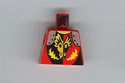 Torso Castle Dragon Knights Armor with Black and Yellow Dragon Head and Flames, Silver Shoulder Plates Pattern