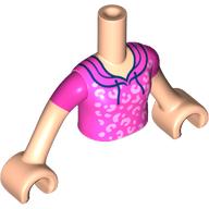 Lego Minidoll Torso Girl with Dark Pink Shirt, Bright Pink Spots, Dark Blue Laces print, Light Nougat Arms and Hands / Light Nougat