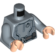 Lego Torso Suit with Black Hydra Logo and Dark Bluish Gray Belt with Silver Buckle Print (Baron Von Strucker), Sand Blue Arms, Light Nougat Hands / Sand Blue