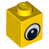 Lego Brick 1 x 1 with Simple Black Eye with White Pupil Print / Yellow