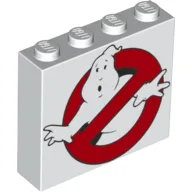 Brick 1 x 4 x 3 with Ghostbusters Logo Print / White
