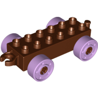 Lego Duplo Car Base 2 x 6 with Fake Bolts, Open Hitch End and Lavender Wheels