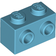 Lego Brick Special 1 x 2 with 2 Studs on 1 Side / Medium Azure