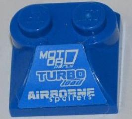Lego Slope, Curved 2 x 2 x 2/3 with 2 Studs and Curved Sides with 'MOTOR PARTS', 'TURBO Load' and 'AIRBORNE spoilers' Pattern (Sticker) - Set 8126