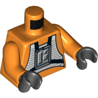 Lego Torso Snow Speeder Pilot, Grey Control Panel, Black Straps Print, Orange Arms, Black Hands / Orange