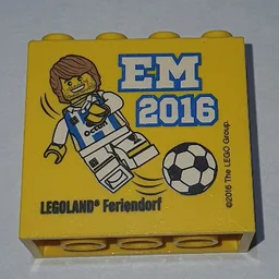 Brick 2 x 4 x 3 with 'LEGOLAND Feriendorf EM 2016' Print / Yellow