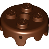 Lego Plate Special Round 2 x 2 with Melting Drops/Icing on Sides / Reddish Brown