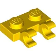 Plate Special 1 x 2 with Clips Horizontal [Open O Clips] / Yellow