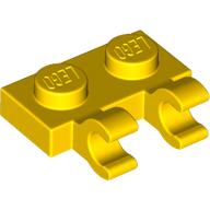 Lego Plate Special 1 x 2 with Clips Horizontal [Open O Clips] / Yellow