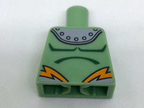 Lego Torso Shoulder Armor with Rivets and Orange Lightning Pattern