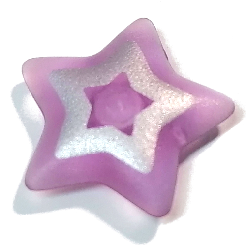 Lego Clikits Icon, Star 2 x 2 Large with Pin, Silver Star Cutout Print / Trans-Light Purple