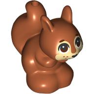 Lego Animal, Squirrel with Tan Face, Dark Brown Eyes print / Dark Orange
