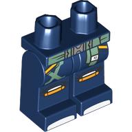 Lego Hips and Dark Blue Legs with Sand Green Belt and Straps, Gold Trim Print / Dark Blue