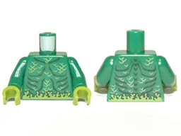 Torso Muscles Outline with Swamp Plants and Scales Pattern / Green Arms / Lime Hands