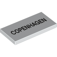 Lego Tile 2 x 4 with 'COPENHAGEN' Print / White