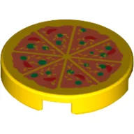 Tile Round 2 x 2 with Pizza Print / Yellow