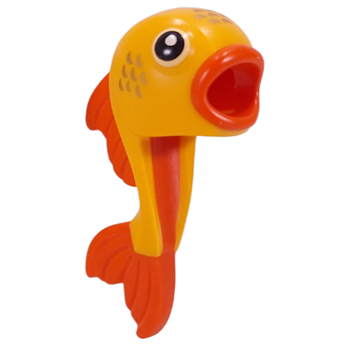 Lego Costume / Mask, Gold Fish with Reddish Orange Fins, Mouth, Bright Light Yellow/Black Eyes print / Bright Light Orange