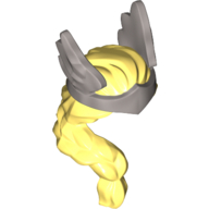 Lego Hair and Crown, Long Braid, Flat Silver Crown Pattern / Bright Light Yellow
