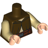Lego Torso Robe with Tan Undershirt, Reddish Brown Belt Print (Ki-Adi-Mundi), Tan Arms, Light Nougat Hands / Dark Brown