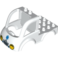 Lego Duplo Car Body Truck 4 x 4 Flatbed with 2 Top Studs, Grille and Headlights, EMT Star of Life Print / White