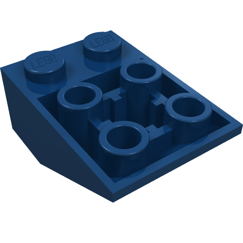 Lego Brick Sloped Inverted 33° 3 x 2, Connections between Studs, Ovoid Bottom Pin / Dark Blue