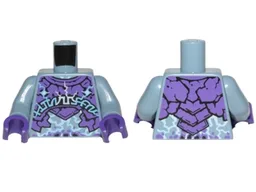 Torso Dark Purple Rock Plates, White and Bright Light Blue Lightning Effect and Arcane Symbols Pattern / Sand Blue Arms / Dark Purple Hands