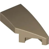 Brick Wedged, Curved 2 x 1 with Stud Notch Right / Dark Tan
