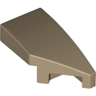 Lego Brick Wedged, Curved 2 x 1 with Stud Notch Right / Dark Tan