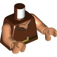 Torso, Open Shirt, Nougat Chest, Black Belt, Gold Belt Buckle Print, Nougat Arms and Hands / Reddish Brown