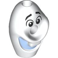 Lego Minifig Head Special with Hole in Center and Top, Bright Light Blue Mouth (Olaf) Print / White
