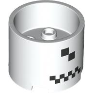 Lego Brick Round 3 x 3 x 2 Recessed Center with 2 x 2 Studs and Axle Hole and Black Squares print