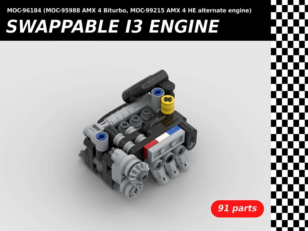 Lego AMX 4 Biturbo/HE - swappable turbocharged I3 engine