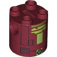 Brick Round 2 x 2 x 2 Robot Body with Black and Lime Astromech Droid Print (R7-A7)
