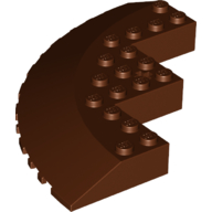 Lego Brick Round Corner 10 x 10 with Slope 33° Edge, Axle Hole, Facet Cutout / Reddish Brown