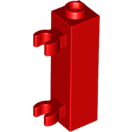 Lego Brick Special 1 x 1 x 3 with 2 Clips Vertical [Hollow Stud, Open O Clips] / Red