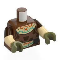 Torso, Dual Molded Arms, Tunic, Dark Brown Markings, Tan Collar with Orange and Dark Turquoise Lines, Star, Black Belt with Tan Buckle Print, Dark Brown Sleeves Pattern, Tan Arms, Olive Green Hands / Reddish Brown